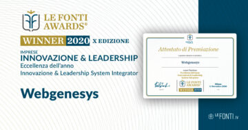 A WEBGENESYS IL “LE FONTI AWARDS 2020” COME ECCELLENZA DELL’ANNO IN INNOVAZIONE &amp; LEADERSHIP